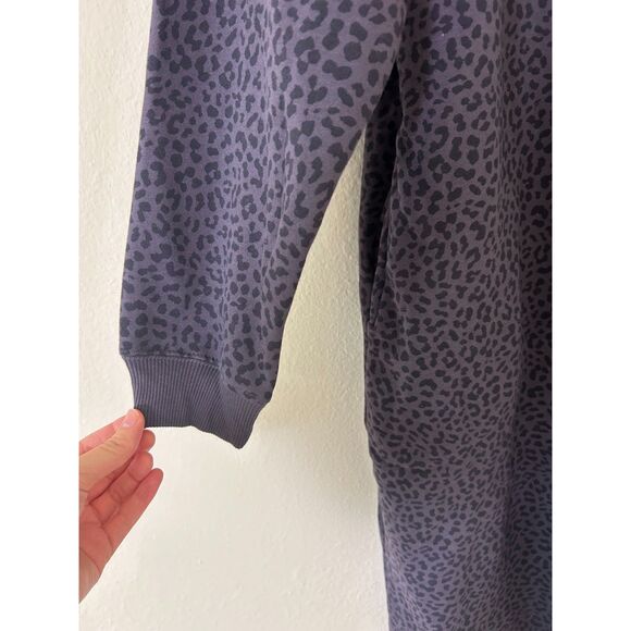 Fabletics Forever Fleece Hooded Jumpsuit X-Large Gray Leopard Orchid New $99 - Picture 6 of 11